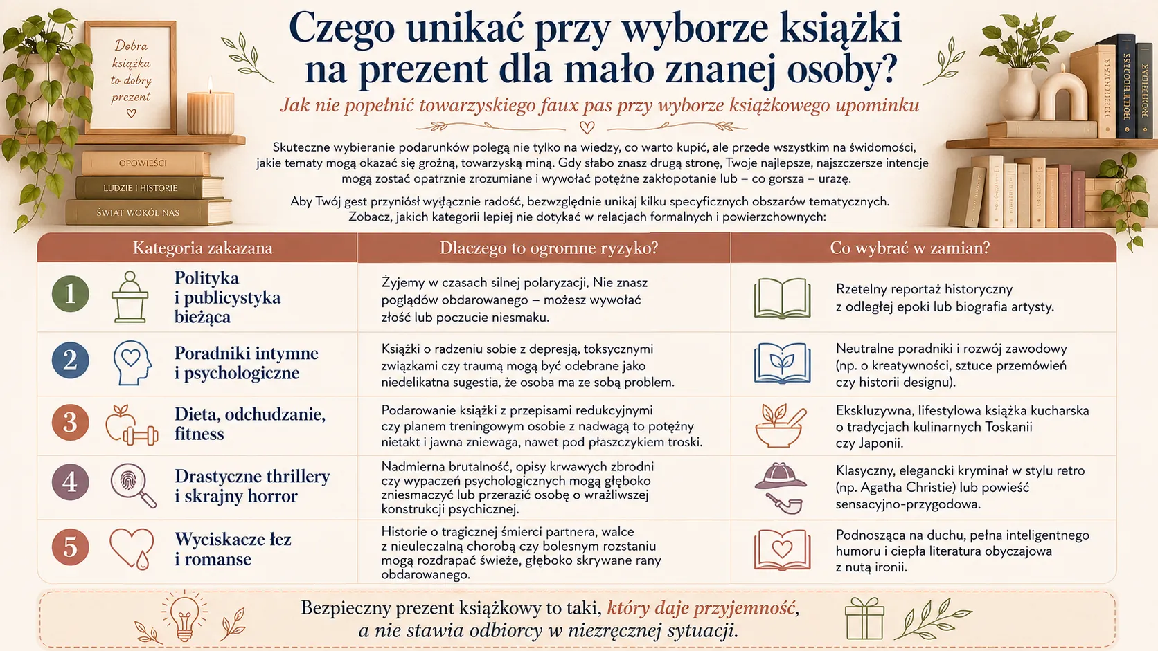 Czego unikać przy wyborze książki na prezent dla mało znanej osoby?