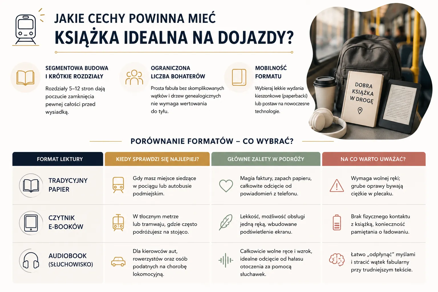Jakie cechy powinna mieć książka idealna na dojazdy?