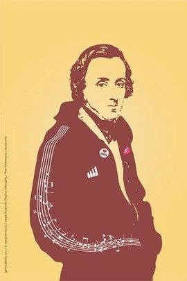 Plakat Piotra Micherewicza - wyróżnienie w konkursie „Fryderyku! Wróć do Warszawy!” 66,6 x 100 cm