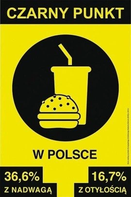 Plakat Wojciecha Osuchowskiego - wyróżnienie w konkursie „Jedz ostrożnie!” 66,6 x 100 cm