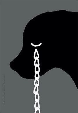 Plakat Dawida Celka - wyróżnienie w konkursie „Zwierzę też człowiek” 66,6 x 100 cm