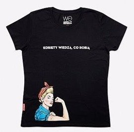 Czarna koszulka damska z hasłem "Kobiety wiedzą, co robią"